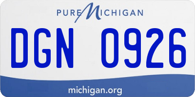MI license plate DGN0926