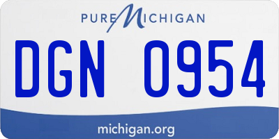 MI license plate DGN0954