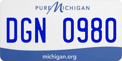 MI license plate DGN0980
