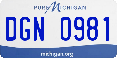 MI license plate DGN0981