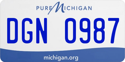 MI license plate DGN0987