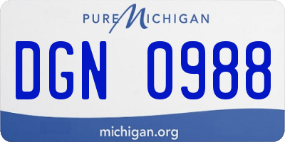 MI license plate DGN0988