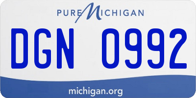 MI license plate DGN0992