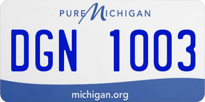 MI license plate DGN1003