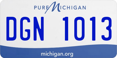 MI license plate DGN1013