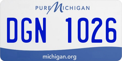MI license plate DGN1026