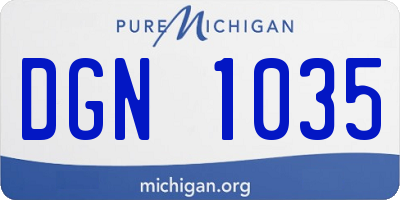 MI license plate DGN1035