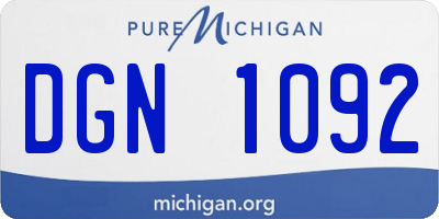 MI license plate DGN1092