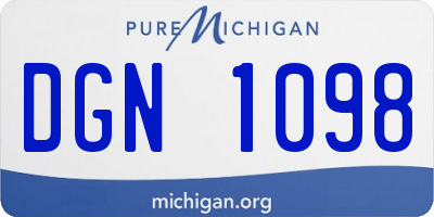 MI license plate DGN1098