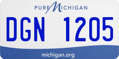 MI license plate DGN1205