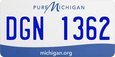 MI license plate DGN1362
