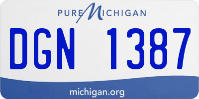 MI license plate DGN1387