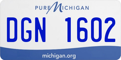 MI license plate DGN1602