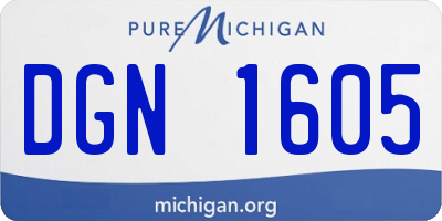 MI license plate DGN1605
