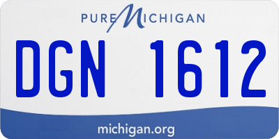 MI license plate DGN1612