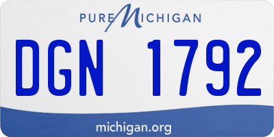 MI license plate DGN1792