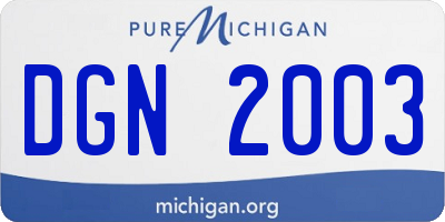 MI license plate DGN2003