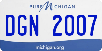 MI license plate DGN2007