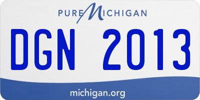 MI license plate DGN2013