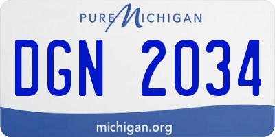 MI license plate DGN2034
