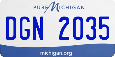 MI license plate DGN2035