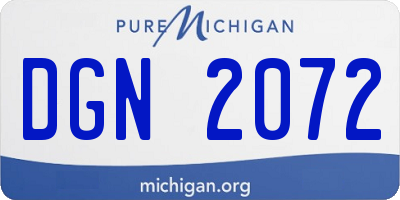 MI license plate DGN2072