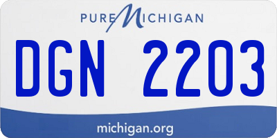 MI license plate DGN2203