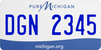 MI license plate DGN2345