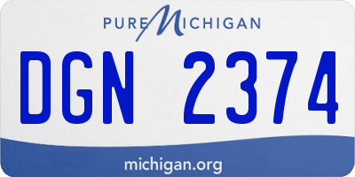 MI license plate DGN2374