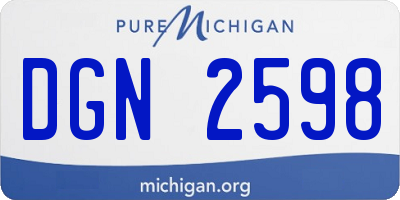MI license plate DGN2598