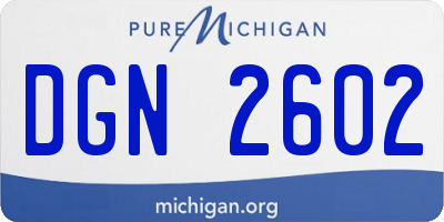 MI license plate DGN2602