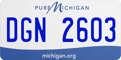 MI license plate DGN2603
