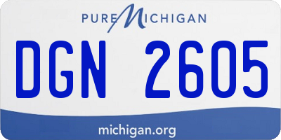 MI license plate DGN2605