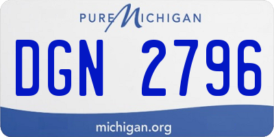 MI license plate DGN2796