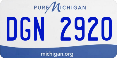 MI license plate DGN2920