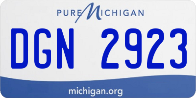 MI license plate DGN2923