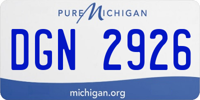 MI license plate DGN2926