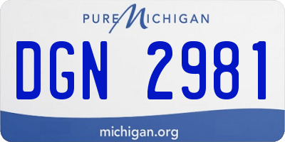 MI license plate DGN2981