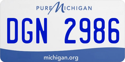 MI license plate DGN2986