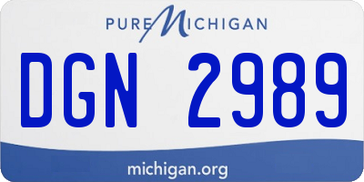 MI license plate DGN2989