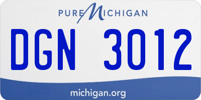 MI license plate DGN3012