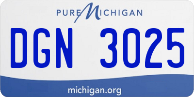 MI license plate DGN3025