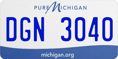 MI license plate DGN3040