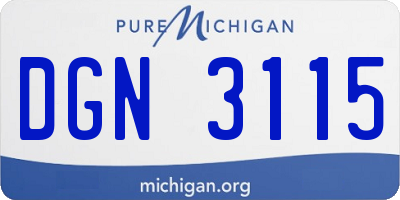 MI license plate DGN3115