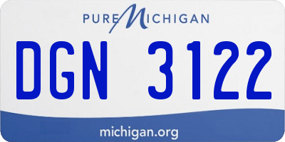MI license plate DGN3122