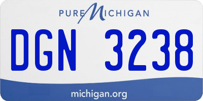 MI license plate DGN3238