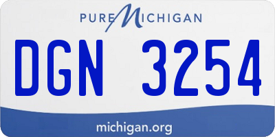 MI license plate DGN3254