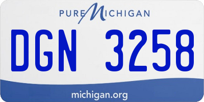 MI license plate DGN3258