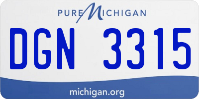 MI license plate DGN3315