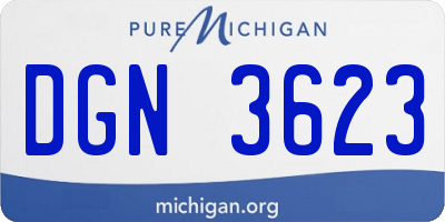 MI license plate DGN3623